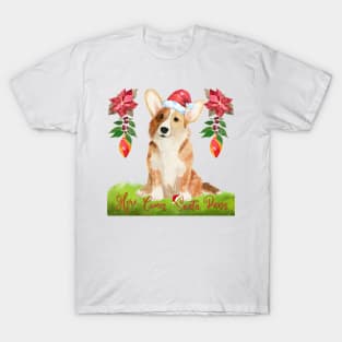 HERE COMES SANTA PAWS - MERRY CORGMAS - CORGI CHRISTMAS DESIGN T-Shirt